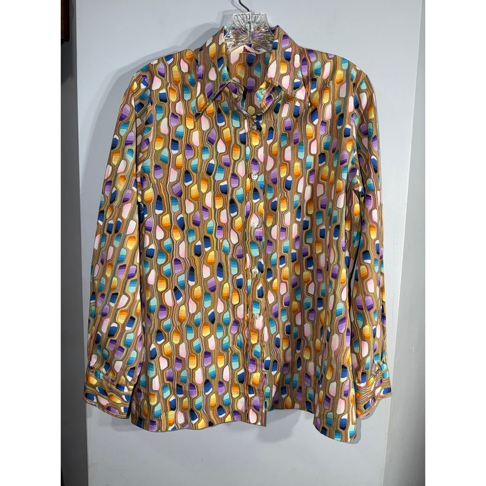 Elles Belles vintage 70' button up goofy disco style shirt